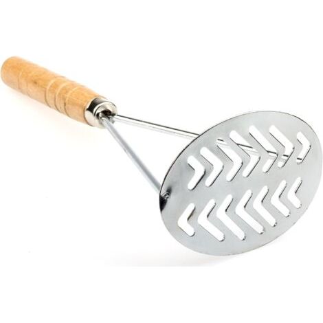 Presse-purée avec manche en bois, presse-purée en métal, presse-purée en acier inoxydable, presse-patate douce (1/2)
