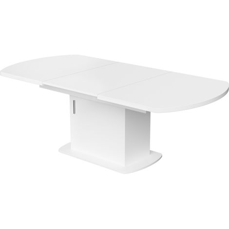 Table de salle à manger ovale extensible 200x80x75 cm blanc et argent avec rangement (1/5)