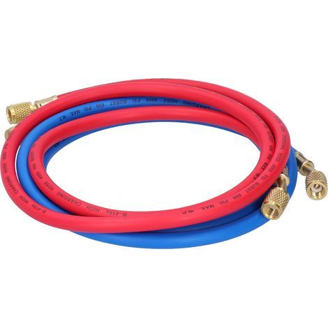 Ortviai Tuyau de recharge pour climatisation – 2 pièces, 1,5 m, raccords SAE 1/4", pression max. 800 PSI, compatible R-410a (1/4)