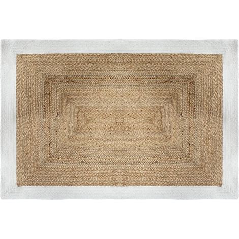 Tappeto Kahi in juta con bordo bianco 120x170cm - Atmosphera créateur d'intérieur