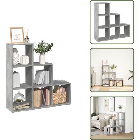 vidaXL Étagère séparatrice de pièce à 3 niveaux gris béton 99x29x99 cm