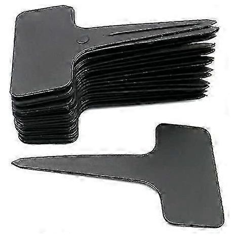 100 étiquettes en plastique noir résistant aux intempéries, type T, pour l'identification des jeunes plants de jardin. (1/5)