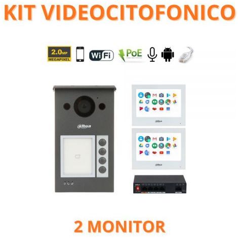 Dahua Kit videocitofonico IP Wi-Fi Posto esterno VTO3311Q-WP + Switch + Monitor 7" VTH5321GW-W Android Nr.02 Monitor