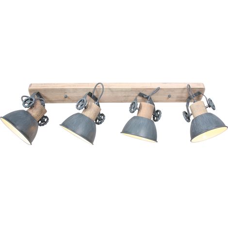Mexlite - foco - Gearwood - gris - metal madera de caucho - foco