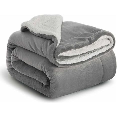 Plaid Canape Couverture Polaire - Jete de Canape Gris 150CMx200CM (1/5)