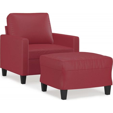 Maison Exclusive - Sessel mit Hocker Weinrot 60 cm Kunstleder