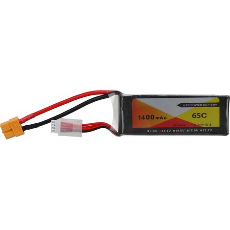 Batterie LiPo RC 11.1V 1400mAh 3S 65C Haute Capacité avec Connecteur XT60 pour Voitures de Modélisme (1/5)