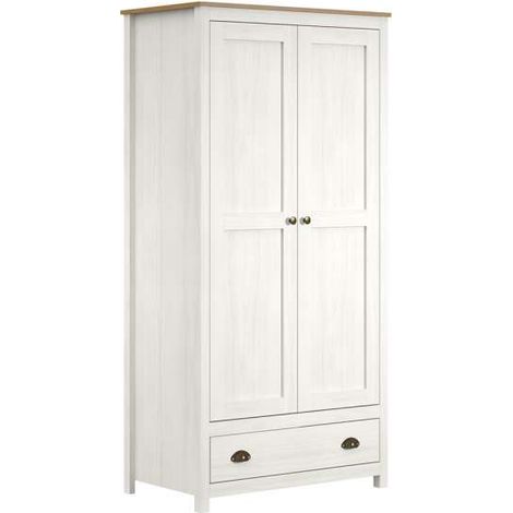 Armadio Topazio in Legno di Pino Massello Bianco - 90 x 53 x 185 cm (1/5)