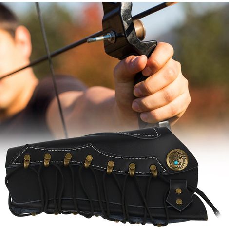 Armschutz aus Kunstleder für Bogenschützen, Armband, Schutzriemen, Schwarz (1/5)