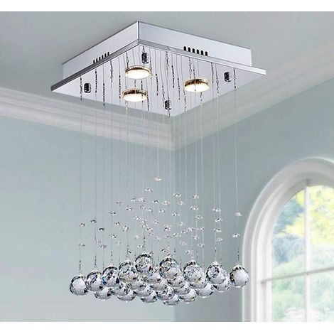 Lustre en cristal pluie goutte de Moderne et contemporain plafonnier lumière 3 GU10 bulbe obligatoire (chrome Terminer), plafond Luminaire bureau, Salon H18" X W12" X L12" (1/5)