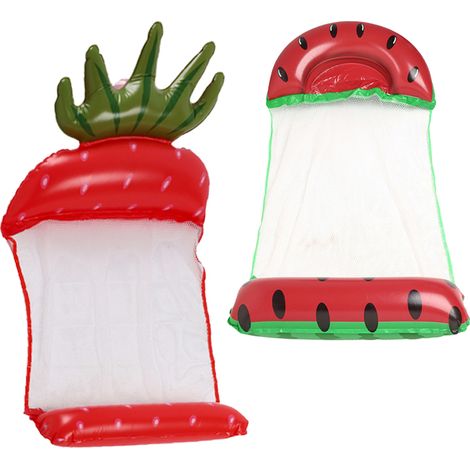 Lot de 2 hamacs gonflables, motif fruits, chaise flottante PVC, piscine adultes enfants (1/5)
