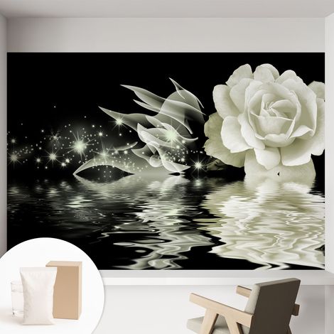 Papier peint intissé mural avec imprimé motifs uniques apparence moderne - Colle incluse gratuite Rose lumineuse 152x104 cm (1/5)