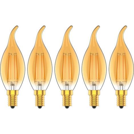 Lot de 5 Dimmable 4W Ampoule a Filament Vintage E14 LED Blanc Chaud 2700K 30W Ampoules à incandescence équivalent 300LM AC 220V (1/5)