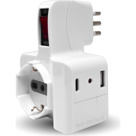 V-TAC Steckdosenleiste Adapter 1Schuko Steckdose 2USB 1Seitensteckdose 10/16A