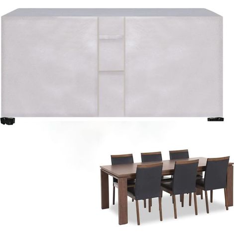 Housse De Meubles - Tissu Oxford 420D Impermeable - Pour Table Canape Chaise Jardin - 170 X 94 X 70 Cm - Argent (1/5)