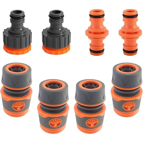 Lot de 8 raccords de tuyau d'arrosage - Double connecteur rapide et raccords pour extension de tuyau - Idéal pour l'arrosage du jardin (1/2") (1/5)