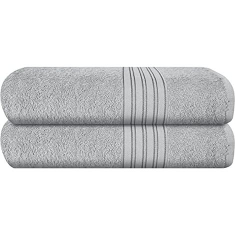 Lot de 2 grandes serviettes de bain 100% coton - Respectueux de l'environnement - Compactes, à séchage rapide, légères, douces et très absorbantes, idéales pour la salle de sport, les (1/5)