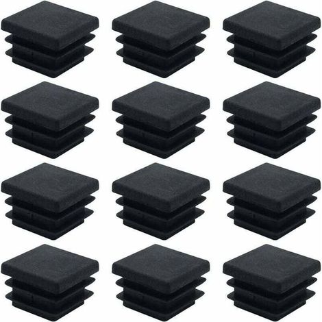 40 embouts carrés pour meubles, bouchons tubulaires carrés en plastique 20 mm x 20 mm, bouchons antidérapants, embouts rectangulaires noirs, bouchons à insérer, protections pour tubes de chaises de bu (1/4)