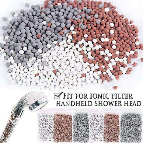 Kit di perle per doccia, ricarica semestrale, filtro per soffione doccia anticalcare, soffione a sfera, filtro anticalcare a base di perle a ioni negativi (1/5)
