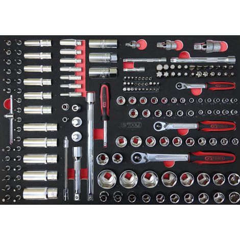 KS Tools - Module de douilles et accessoires 1/4'' - 3/8'' - 1/2'', 175 pièces - 711.1011
