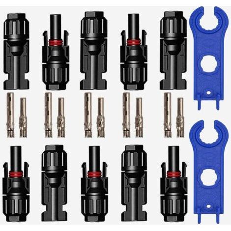 5 Pairs PV Connector, Photovoltaic Solar Connector with Hexagonal Wrenches, Waterproof Male + Female Solar Electrical Connectors for Panels (1/5)