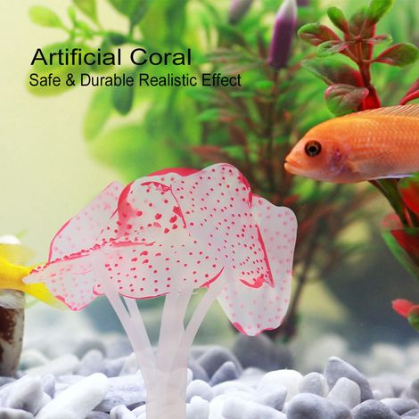 Corail artificiel en silicone rouge pour aquarium, décoration pour aquarium. (1/5)