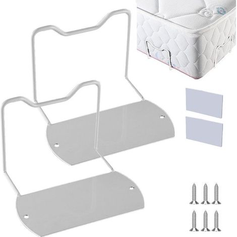 Lot de 2 arrêts de matelas pour éviter de glisser, support pour cadre de lit en métal, 14 x 11,5 x 10 cm, butée de matelas noir et blanc pour éviter de glisser, acier au carbone (1/5)