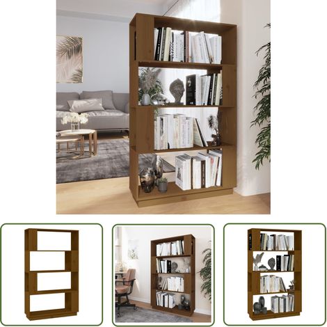 Étagère de Rangement Bibliothèque/Cloison, Montage facile, Marron miel 80x25x132 cm Bois massif OIB4707E (1/5)