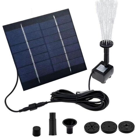 Kit de pompe à eau solaire à monter soi-même pour fontaine solaire, pompe à eau solaire avec 4 buses, fontaine extérieure à monter soi-même pour bain d'oiseaux, jardin (1/5)