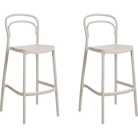 Set of 2 Garden Bar Chairs PORANO Beige