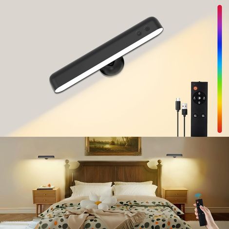 Rechargeable LED Wall Lights, 7500mAh Battery Operated Wall Lights, 3 Colour Temperatures + 15 RGB Colours, 360° Rotation, Continuously Adjustable Brightness, for Bedroom (1/5)