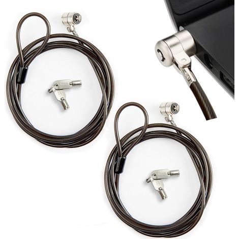 Lot De 2 CâBle Antivol pour Ordinateur Portable, 2m Acier Renforcé Tête de Verrou en Alliage 2 Clés Incluses Compatible Fente, pour PC Portable Tablette (1/5)