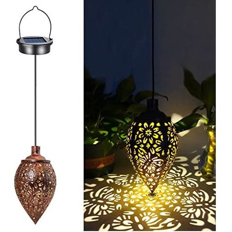 Lanterne Solaire Extérieur Jardin à Suspendre, Lampe Solaire Extérieur Decorative Arbre, Décoration Jardin Extérieur Solaire, Lampe Suspendue Vintage Métal Lampe Suspendue Extérieure étanche à LED (1/4)