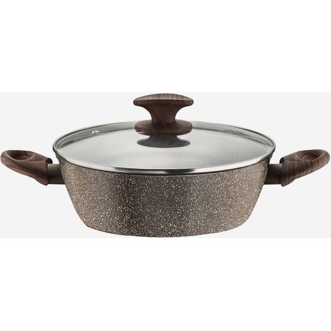 Antihaft-Flachkasserolle 26cm mit Deckel, Steinoptik Chalet (1/3)