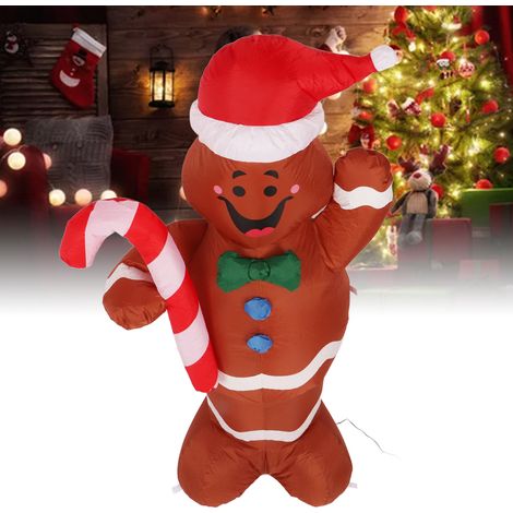 Décoration de Noël pour terrasse : bonhomme en pain d'épice gonflable de 1,5 m, norme européenne 220 V (1/5)