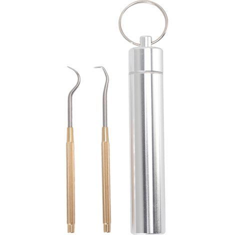 Lot portable de cure-dents en acier inoxydable et laiton, réutilisables pour camping extérieur et pique-nique (1/5)