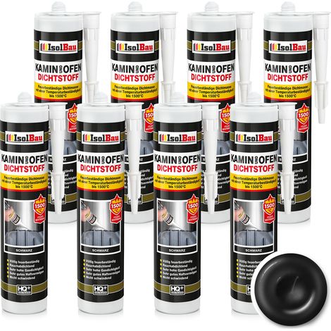IsolBau Camino Silicone 1500°C Kamin Ofen Dichtstoff 8 x 300ml (1/5)