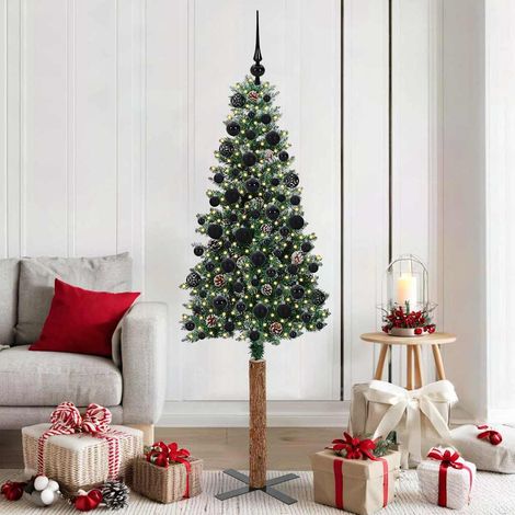 Schlanker Weihnachtsbaum mit 300 LEDs mit Ständer Grün 180 cm
