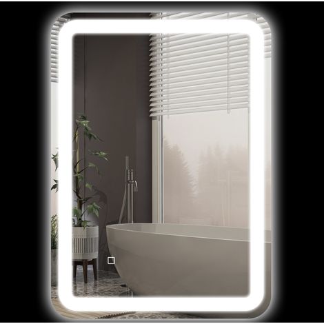 Specchio LED da bagno 50 x 70 cm, 3 colori, antiappannamento, IP44 DESVIAE (1/5)