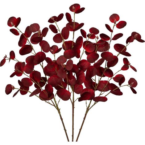 3er Set Künstliche Eukalyptus Herbst Zweige 81CM Dekozweige Orange Blätter (1/5)