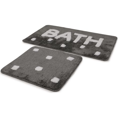 Set de alfombras de baño  (2 piezas)diseño bath gris oscuro