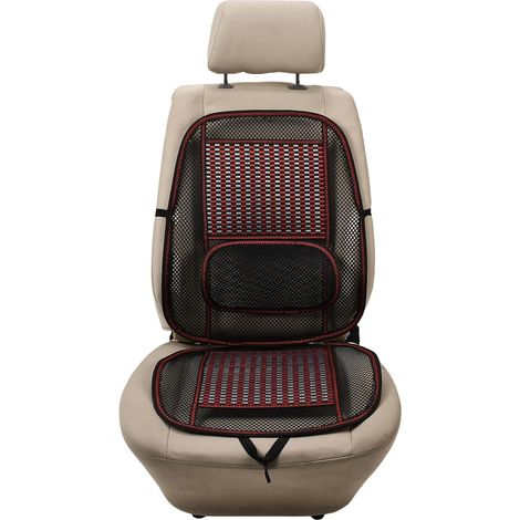 Housse de siège de voiture en perles de bois, coussin de siège conducteur de voiture massant naturel rend la conduite plus supportable (sans dossier) (1/5)