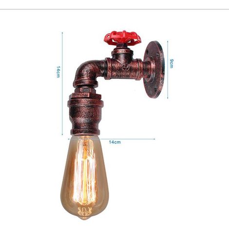 Loft rétro style industriel restaurant allée en fer forgé applique personnalité bar couloir balcon créatif conduite d'eau applique 1414cm rouge bronze 1 pièce