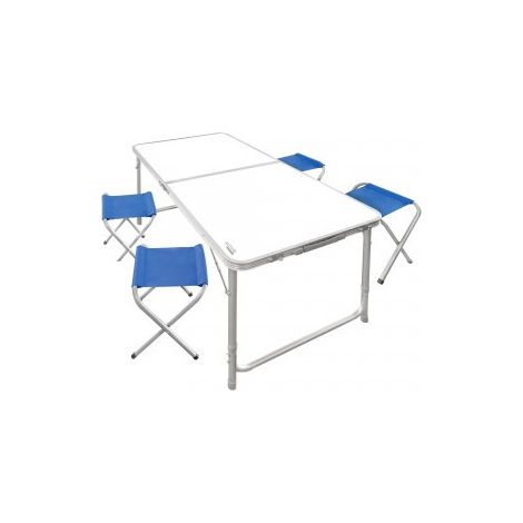 Aktive Table pliable blanche avec 4 tabourets