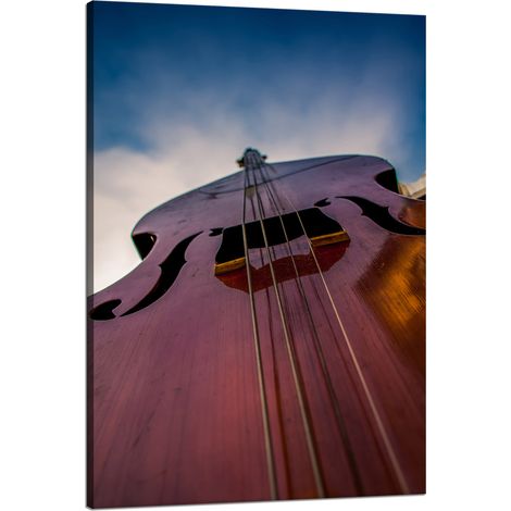 Lienzo impreso con la imagen de un contrabajo musical, 80x120 cm.