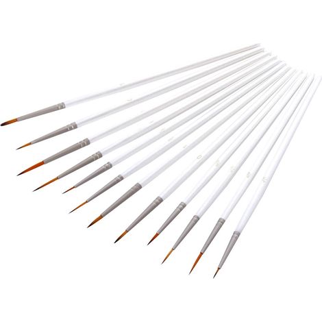 Brush Set - 12 Pcs Nylon Painting Brushes - For Watercolor Acrylic Oil Gouache Nail Art - Beginner To Professional Use - 12 Units (1/5)