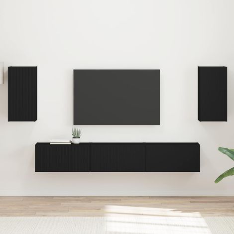 vidaXL Conjunto de mueble de TV 5 pcs Negro Madera de ingeniería (1/5)