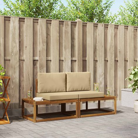 Outdoor-Sofagarnitur mit Kissen 2 pcs Natur