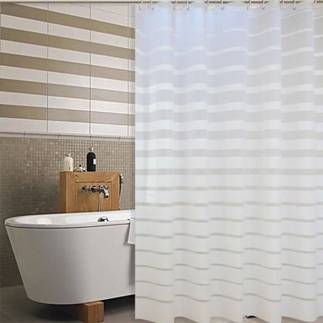 Rideau de Douche Anti Moisissure 180 X 200 cm, Semi Transparent EVA Rideaux de Douche Lavable pour Baignoire, Salle de Bain A (1/4)