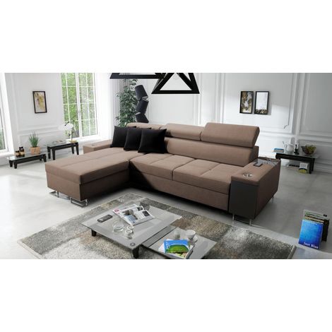 Bequemes Ecksofa mit Schlaffunktion MORENA I MINI Sawana Braun Links (1/5)
